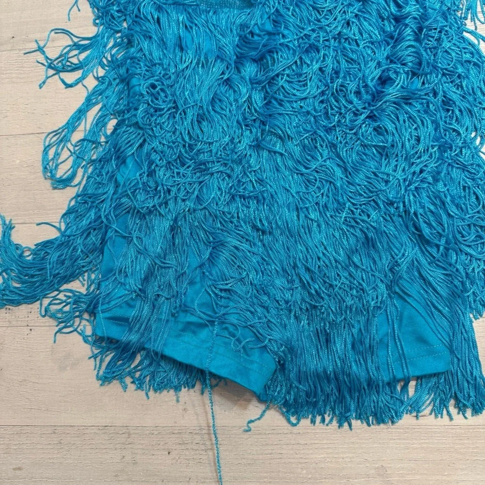 Weissman Dance costume aqua blue sassy fringe dress Spice‎ Up Your Life 14130 MC